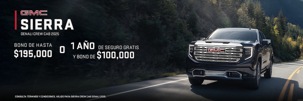 GMC Sierra Denali Crew Cab destaca en diseño, potencia y tecnología para que tengas el control total del camino. 